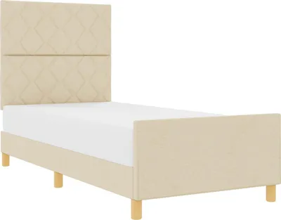 Zdjęcie produktu dla vidaXL Rama łóżka z zagłówkiem kremowa 100 x 200 cm tkanina