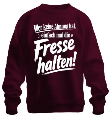 Productafbeelding van Voor wie geen idee heeft: het "Statement Sarkasmus" sweatshirt, kleur bordeauxrood, maat M