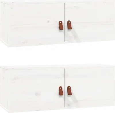 Zdjęcie produktu dla vidaXL Szafki ścienne 2 szt. Biały 80x30x30 cm lite drewno sosnowe