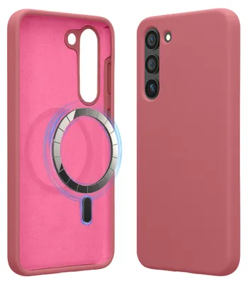 Produktbild von kwmobile Hülle kompatibel mit Samsung Galaxy S23 Plus Hülle - magnetisches Silikon Case kompatibel mit MagSafe - Cover gummiert Dark Rose