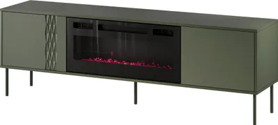 Produktbild von MIRJAN24 TV-Lowboard Tresse 180 EF mit Kamin, TV-Schrank, Realistische LED-Flamme, Wohnzimmer (Farbe: Grün)