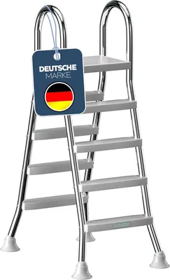 Produktbild von ® Poolleiter Edelstahl mit Handlauf bis 132-140 cm | Einstiegsleiter mit 4 Stufen für Aufstellpools bis 1,40 m Höhe | sicherer Einstieg, langlebig, stabil | Sicherheitsleiter Traglast 150 kg