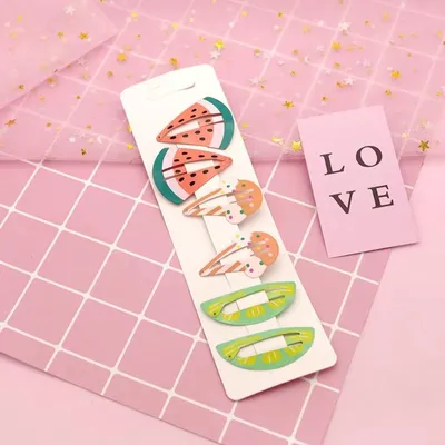 Produktbild von CHPN - Haarspangen - 3 Paar Haarspangen für Kinder - Kinderhaarspangen - Haarstyling - Niedliche Haaraccessoires - Wassermelone - Eiscreme