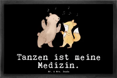 Produktbild von Mr. & Mrs. Panda Schmutzmatte Hase Tanzen 40 x 60 cm - Schwarz - Geschenk, Bodenvorleger, gehen, Tanzkurs, Fussmatte, Fußabstreifer, Schmutzfänger, fußmatte, Tanzschule