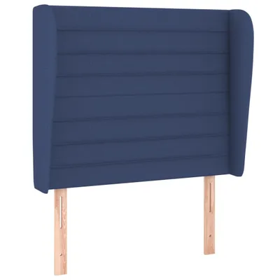Image de vidaXL Tête de lit avec oreilles bleu 103x23x118/128 cm Tissu