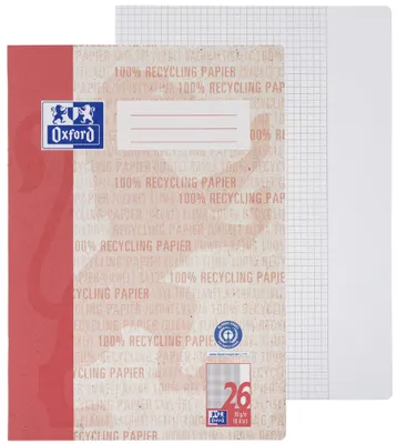 Produktbild von Oxford Schulheft "Recycling" DIN A4 Lineatur 26 / kariert 16 Blatt