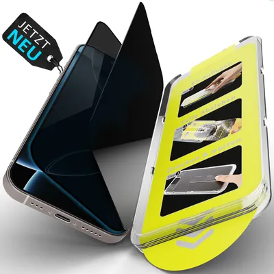 Produktbild von Panzerfolie Sichtschutz iPhone 14 Pro Max Schutzfolie 9H Glas | Displayschutz Anti-Spy stoßfest | dünn 2er-Pack Schutz Glas kratzfest | GreenHec