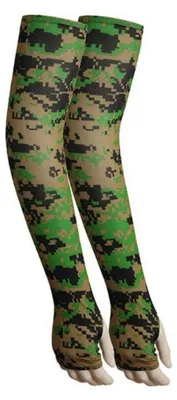 Immagine prodotto di Maniche protettive unisex, protezione UV, effetto rinfrescante, lunghezza 53 cm, in poliestere ed Spandex, colore verde camouflage