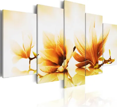 Produktbild von Leinwandbilder 200x100 cm b-A-0070-b-o Vlies Leinwandbild 5 tlg Kunstdruck modern Wandbilder XXL Wanddekoration Design Wand Bild BLUMEN MAGNOLIEN NATUR