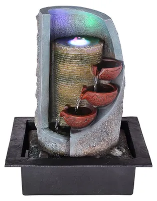 Produktbild von RGB LED Tischbrunnen, schwarz grau, H 39,5 cm, FONTANA