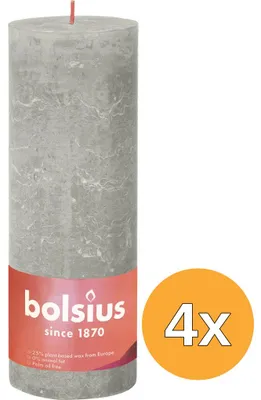 Productafbeelding van 4x Bolsius Shine Rustiekkaars 190/68 Sandygrey (1 stuk)