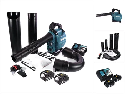 Produktbild von Makita DUB 363 RM2V Akku Gebläse / Laubsauger 36 V ( 2x 18 V ) Brushless + Absaug Set + 2x Akku 4,0 Ah + Ladegerät