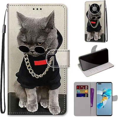 Produktbild von König Design Hülle kompatibel mit Huawei Mate 40 Pro Kunstleder Handyhülle - Handy Case Gold