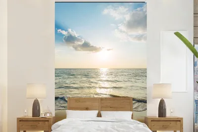 Produktbild von MuchoWow® Fototapete für Wohnzimmer oder Schlafzimmer Wandtapete Vinyl Motivtapete Meer - Sommer - Strand - 225x350 cm - Schlafzimmer tapete