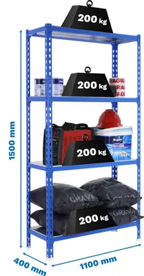 Produktbild von SIMONCLICK SUPERPLUS 4/400 1500 BLAU/GALVA Metallregal