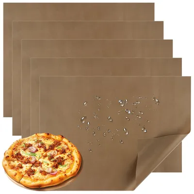 Produktbild von Wiederverwendbare Backbleche, 5 Stück, 30 x 40 cm, hitzebeständig, Antihaftbeschichtung, zuschneidbar, geeignet zum Backen und Bestreichen.