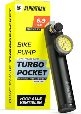 Productafbeelding van Minipomp met drukmeter - 6,9 bar - Alle ventielen - Met houder