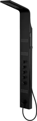Produktbild von BADLAND Duschpaneel Thermostatisch Edelstahl KASKADA Massage Wasserfall mit Kopfbrause und Auslauf in Schwarz