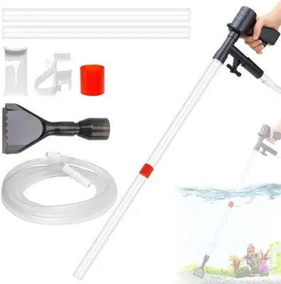 Produktbild von 4-in-1 Aquarium-Mulmabsaugsatz – Enthält: Wasserwechsel, Mulmentfernung, Bodensaugfunktion und Scheibenreiniger – Handpumpe mit Schlauchklemme
