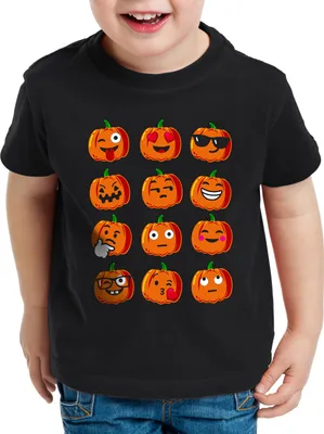 Produktbild von BaumwolleCloud Kürbis Smiley Kinder T-Shirt kürbisköpfe halloween