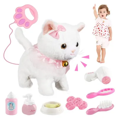 Image de Peluche chat interactive - Chat jouet - Marche et miaule - Pour enfants à partir de 2 ans