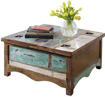 Produktbild von MASSIVMOEBEL24 Couchtisch Altholz 90x90x45 mehrfarbig lackiert NATURE OF SPIRIT #07