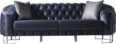 Produktbild von Villa Möbel Sofa Rocco Anthrazit 3-Sitzer Handmade, pflegeleichter Mikrofaser Samtstoff, inkl. Kissen