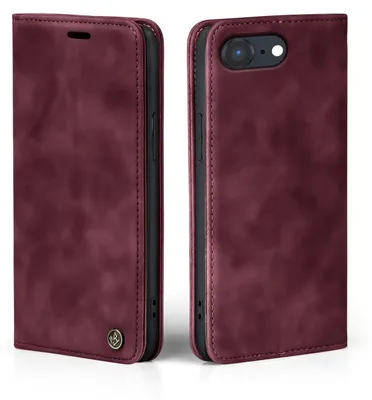 Produktbild von Handy Hülle für Apple iPhone 16e Klapphülle Bookcase Flip Cover Handy Tasche Etui Farbe: Weinrot