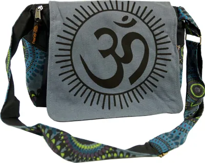 Produktbild von Schultertasche, Hippie Tasche, Goa Tasche Om - Grau, Uni - Erwachsene, Baumwolle, 22*35*20 cm, Alternative Umhängetasche, Handtasche aus Stoff