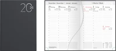Produktbild von Wochenkalender XL 2026 / Buchkalender / 17x24cm / Farbe: grau