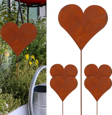 Produktbild von 6er Set Gartenstecker Herz im Rost Design 80 cm