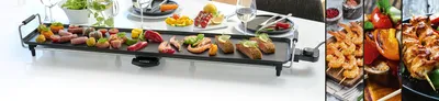 Produktbild von Plancha Grill PL1BK 1800W mit 100 x 23,5 cm Grillfläche, Antihaftbeschichtung und abnehmbarem Thermostat