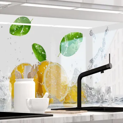 Produktbild von Küchenrückwand selbstklebend Glasoptik - FRUIT SPLASH - 1.8mm, versteift, alle Untergründe, Hart PET Material, PREMIUM 60 x 80cm