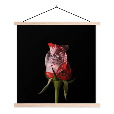 Produktbild von MuchoWow® Textilposter Rosen - Blumen - Farbe 120x120 cm mit holzfarbenen Rahmen - Textil-Poster