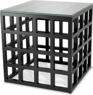 Produktbild von Casa Padrino Luxus Beistelltisch mit Glasplatte Schwarz H. 54,5 cm