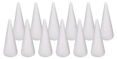 Produktbild von 12 Stück kreative Schaumstoffkegel, 9,8 cm, weiß
