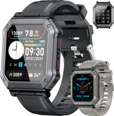 Produktbild von Smartwatch, Fitness-Tracker, Militär-Smartwatches, digitale Herrenuhren, Anruf tätigen/annehmen, Laufen, wasserdicht, kompatibel mit ios, Android