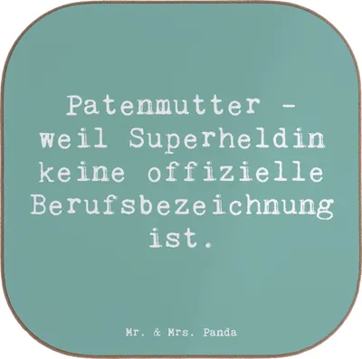 Produktbild von Mr. & Mrs. Panda Untersetzer für Gläser Spruch Patenmutter Superheldin - Meeresbrise - Geschenk, gläseruntersetzer, Tischuntersetzer, Coaster, Fürsorge, Liebe, Geschenke