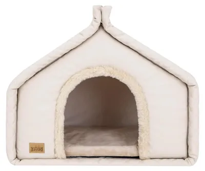 Produktbild von Hundehütte Katzenhütte Hundehöhle Katzenhöhle Hundehaus Katzenhaus Hütte Höhle Hundekissen Katzenkissen Haustierhütte Große 42 x 32 cm Beige
