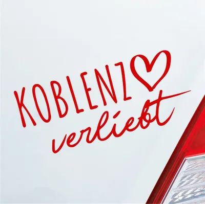 Produktbild von Auto Aufkleber Koblenz verliebt Herz Stadt Heimat Liebe Car 19x8 cm Rot Sticker Heckscheibenaufkleber