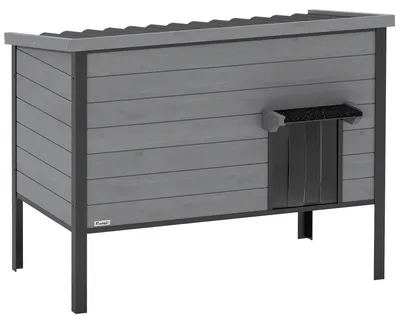 Produktbild von Wetterfest Katzenhaus mit aufklappbarem Dach herausnehmbarem Boden Eingang für 1-2 Katzen bis 12 kg 85x55x70 cm Hellgrau
