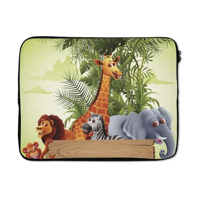 Produktbild von MuchoWow® Laptop Hülle 17 Zoll Laptoptasche Dschungeltiere - Natur - Kinder - Giraffe - Zipper - Schutzabdeckung