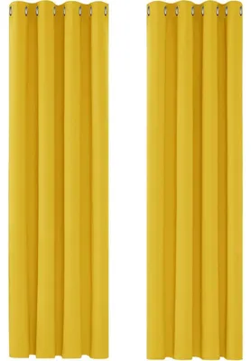 Produktbild von Blickdichte Gardinen mit Ösen 214x132cm Senfgelb 2er Set