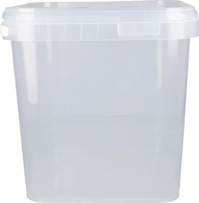 Produktbild von Eimer mit Deckel 5,4l Transparent Eckig | Kunststoff Eimer Lebensmittelecht, luftdicht und stabil | Leer Eimer mit Griff und Deckel für Lebensmittel Chemie, 5 Stück