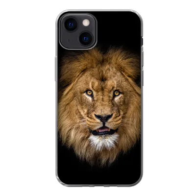 Produktbild von MuchoWow® Handyhülle Schutzhülle Hülle für iPhone 13 Löwe - Porträt - Schwarz - Tiere Silikon Softcase Handy Hülle - Karteninhaber
