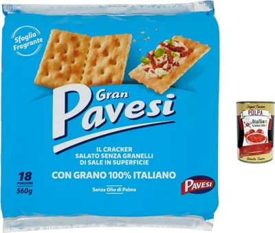 Produktbild von 12x Gran Pavesi non salati Crackers ungesalzen 560g kekse gebäck + Italian gourmet polpa 400g
