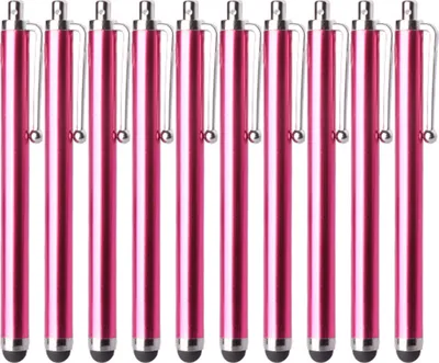 Immagine prodotto di Set da 10 comode penne touchscreen: penna capacitiva universale in alluminio a punta tonda per iPad, colore rosa