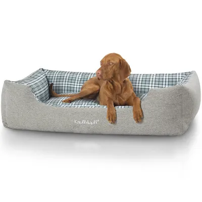 Zdjęcie produktu dla Knuffelwuff legowisko dla psa Lennard z weluru w kratkę XXL 120 x 85 cm szare/zielone