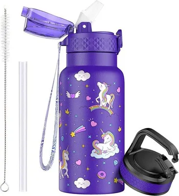 Image de Bouteille isotherme en acier inoxydable de 500 ml à double paroi, anti-fuites, pour enfants