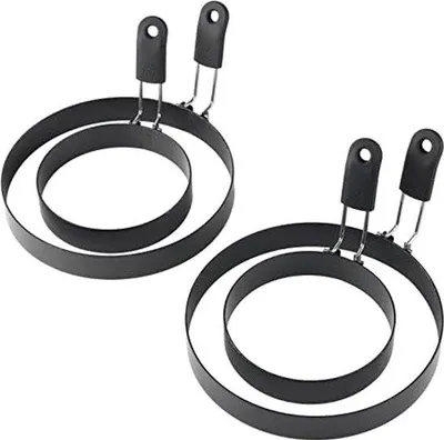 Imagen del producto de Juego de 4 sartenes antiadherentes de acero inoxidable con forma de huevo, en 2 tamaños diferentes